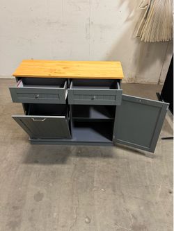 New Wooden Hidden Tilt Out Trash Cabinet Kitchen Island with 2 Drawers
