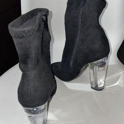 Fashionova Black Boots (clear Heels)