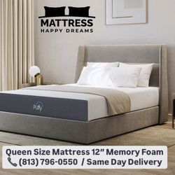 Queen Size Mattress Puffy Memory Foam Firm Of 12” Inches Thick New From Factory and Wrapped in Plastic Same Day Delivery 🚚 
