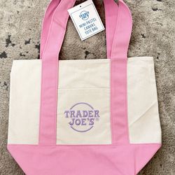 Trader Joe’s Mini Pastel Canvas Tote Bags - Pink, Purple, Green