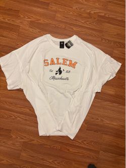 Witch on broom Salem Massachusetts tee shirt