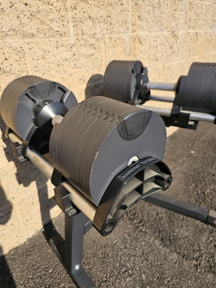 NUOBELL 80LB Adjustable Dumbbells + Stand – Commercial Grade