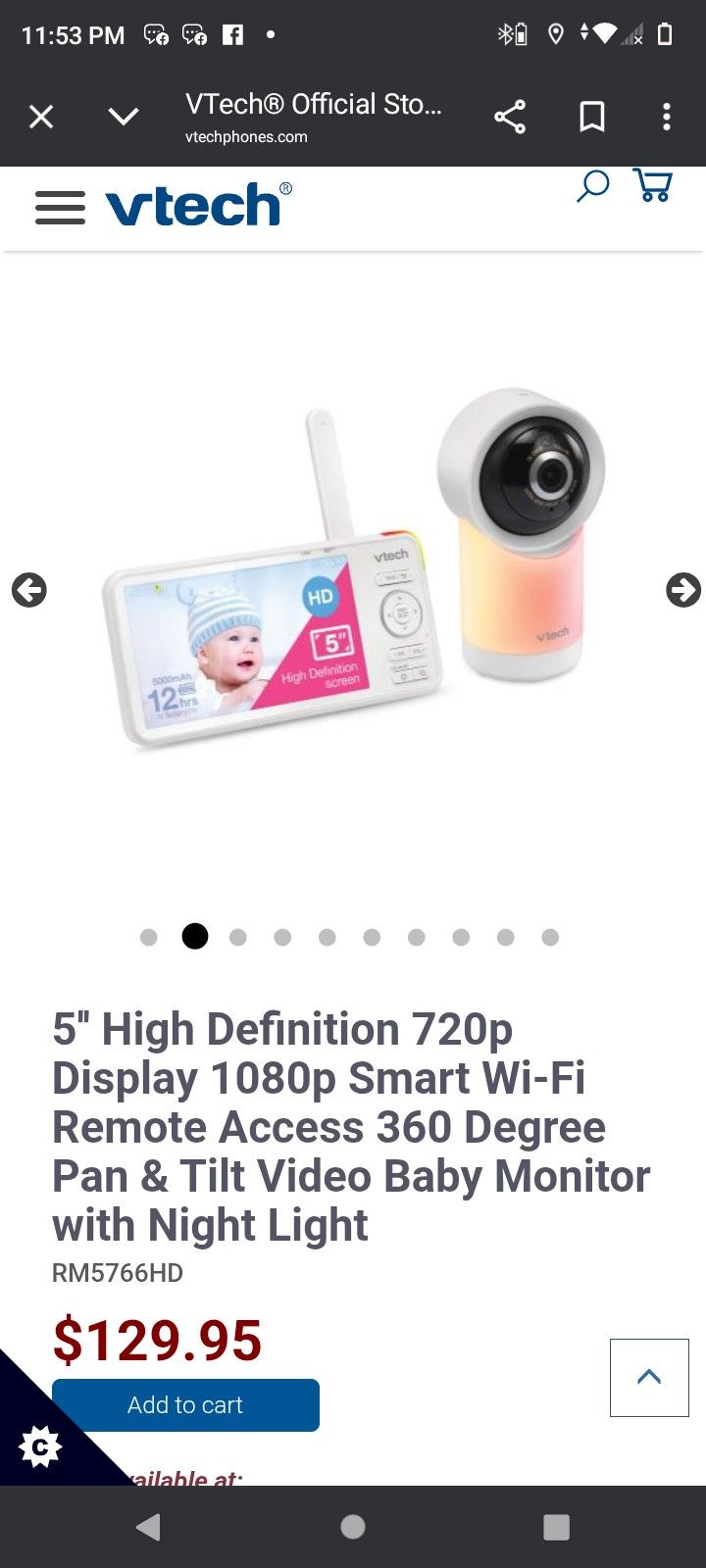 VTech Smart WiFi Remote Access Video Baby Monitor