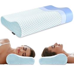Brand New       Memory Foam Bed Pillow for Sleeping, Ergonomic Cervical Contour Neck Support Orthopedic Pillow for Side Back Stomach Sleeper, Neck and