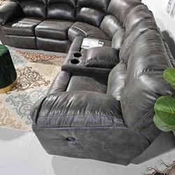 Tambo Pewter Grey Reclining Huge Sectional Couch by Ashley 