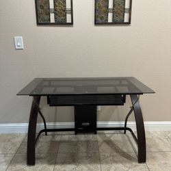Metal & Glass Desk W/ Keyboard Tray 