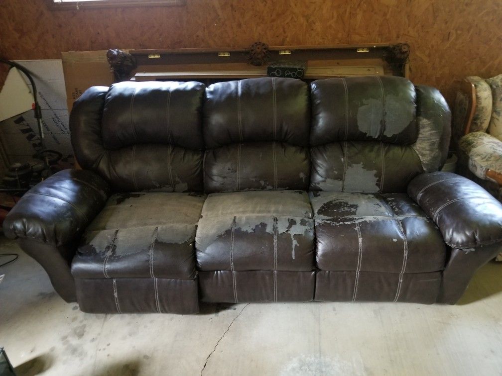 Faux Leather Reclining Couch