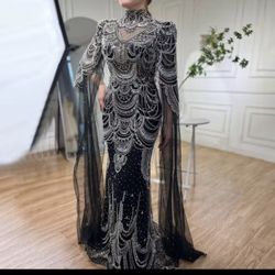 Prom Black Long Sleeve Dress