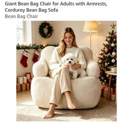 Giant Bean Bag Chair for Adults with Armrests, Corduroy Bean Bag Sofa
Bean Bag Chair