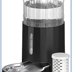 CZPET Automatic 4L Filter Dog and Cat Water Dispenser with Stainless Steel Bowl Gravity Waterer,Large Capacity and Drinking Area Noise-Free for Pets (