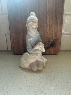 Vintage Lladró Porcelain Boy with Lamb Figurine - Made in Spain