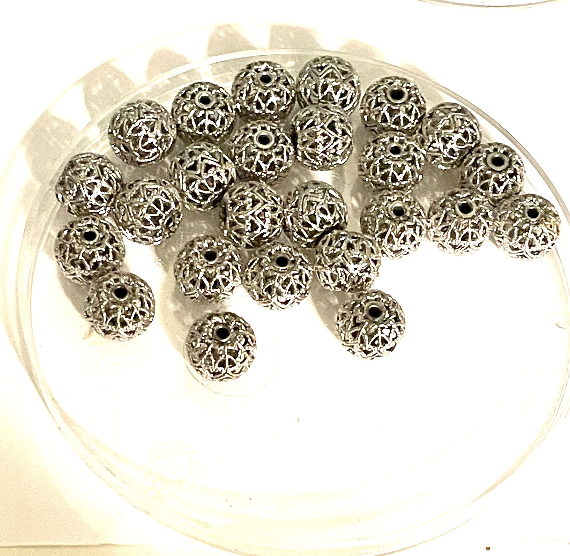 Lot Of 25 Silver Filigree Beads