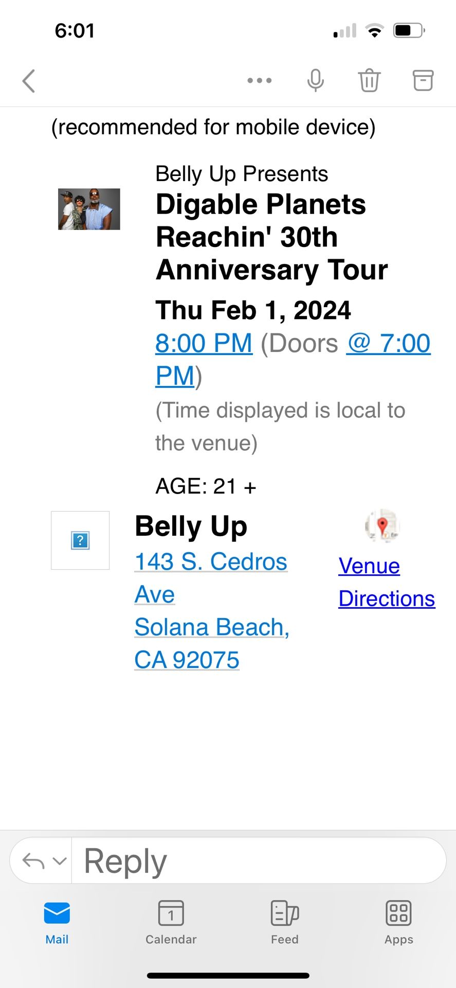 Digable Planets Show Tonight 8pm