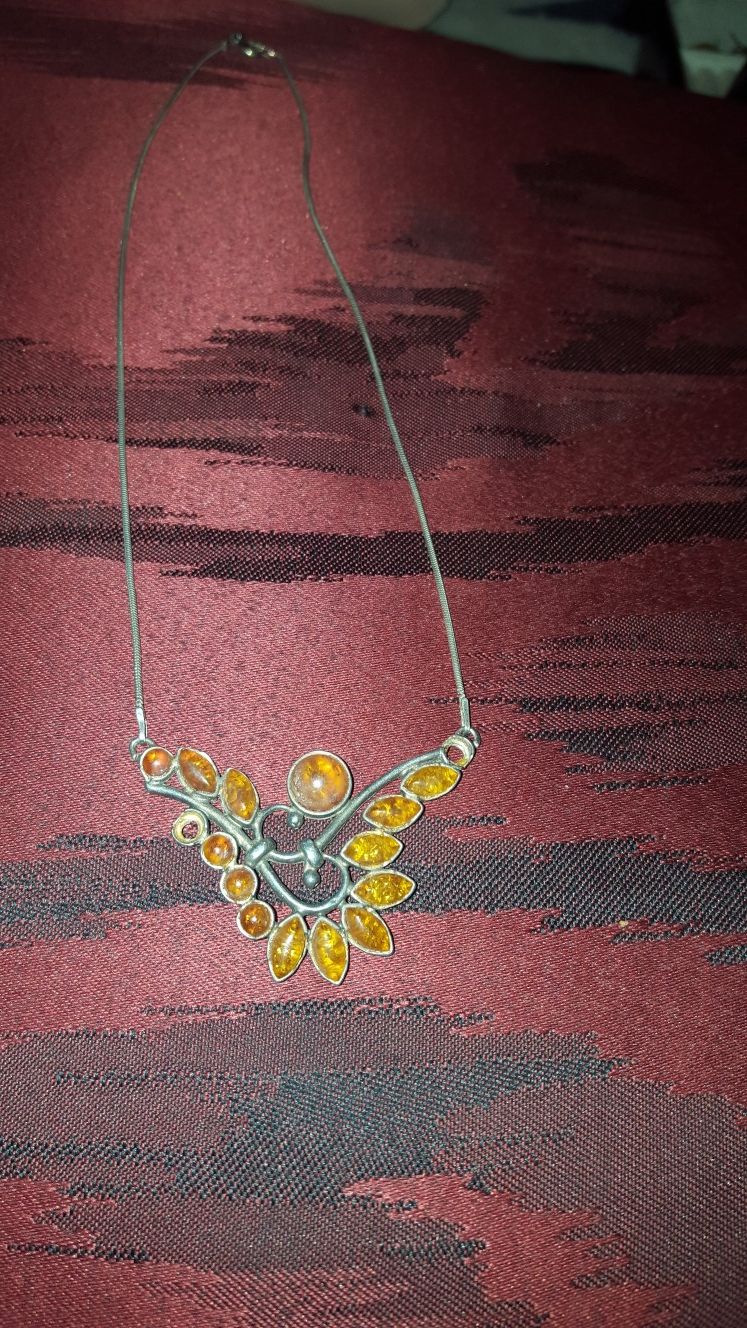 Vintage silver - amber necklace