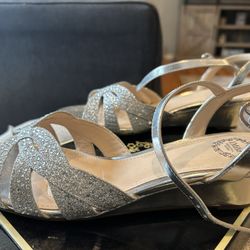 Glitter silver wedges size 8.5 