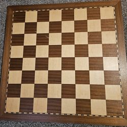 Inlaid Chess Board With Chess Pieces. 