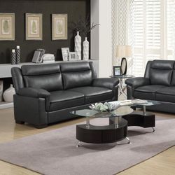 New Black Leather Sofa 