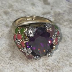 Kirks Folly Enamel, Purple & White Stone Ring 