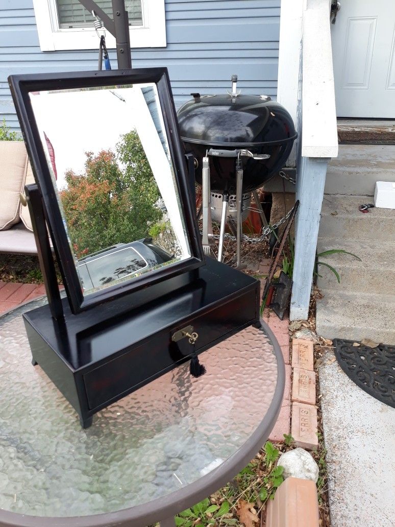 Mirror Jewelry Box W/Key! New In Original Box!