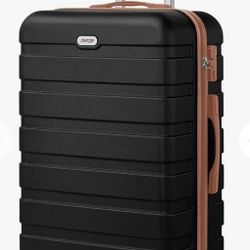 Hardside Lightweight Suitcase Description with 4 Universal Wheels TSA Lock Checked-Medium 24 Inch Black Brown