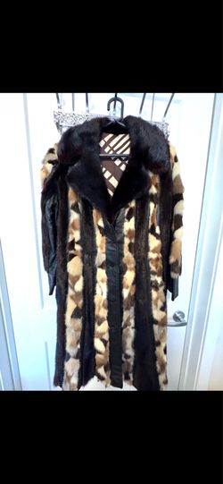 MINK AND LEATHER LONG COAT