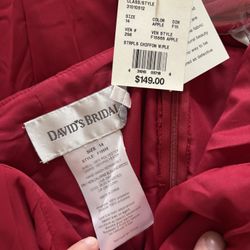 Brand New Red Davids Bridal Bridesmaid Dress