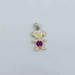 10k Gold Pendant Little Girl Birthstone - Dije En Oro Niña 