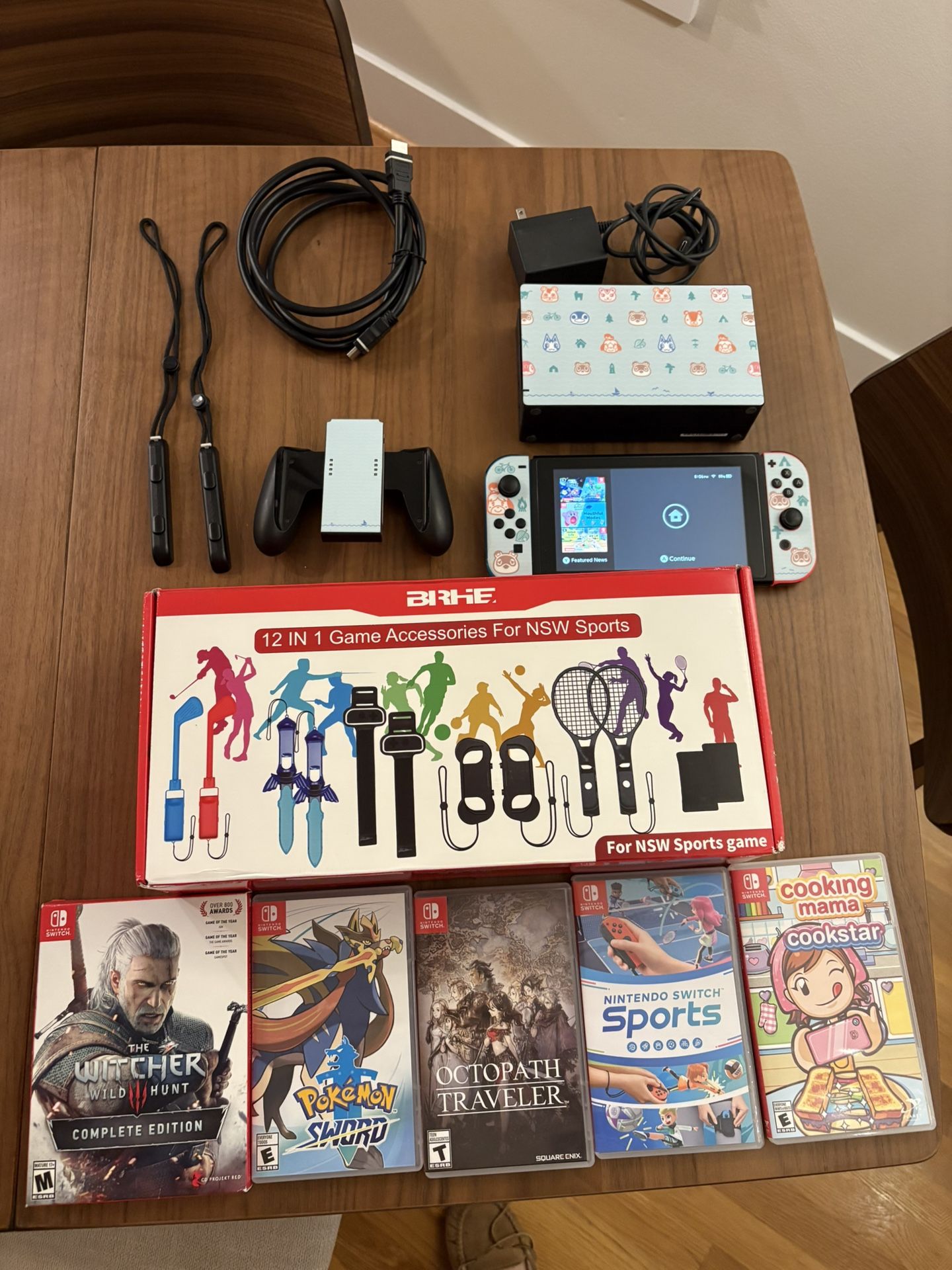 Nintendo Switch, 5 games, & Accessories