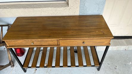 Solid Wood Two Drawer Table Shelf