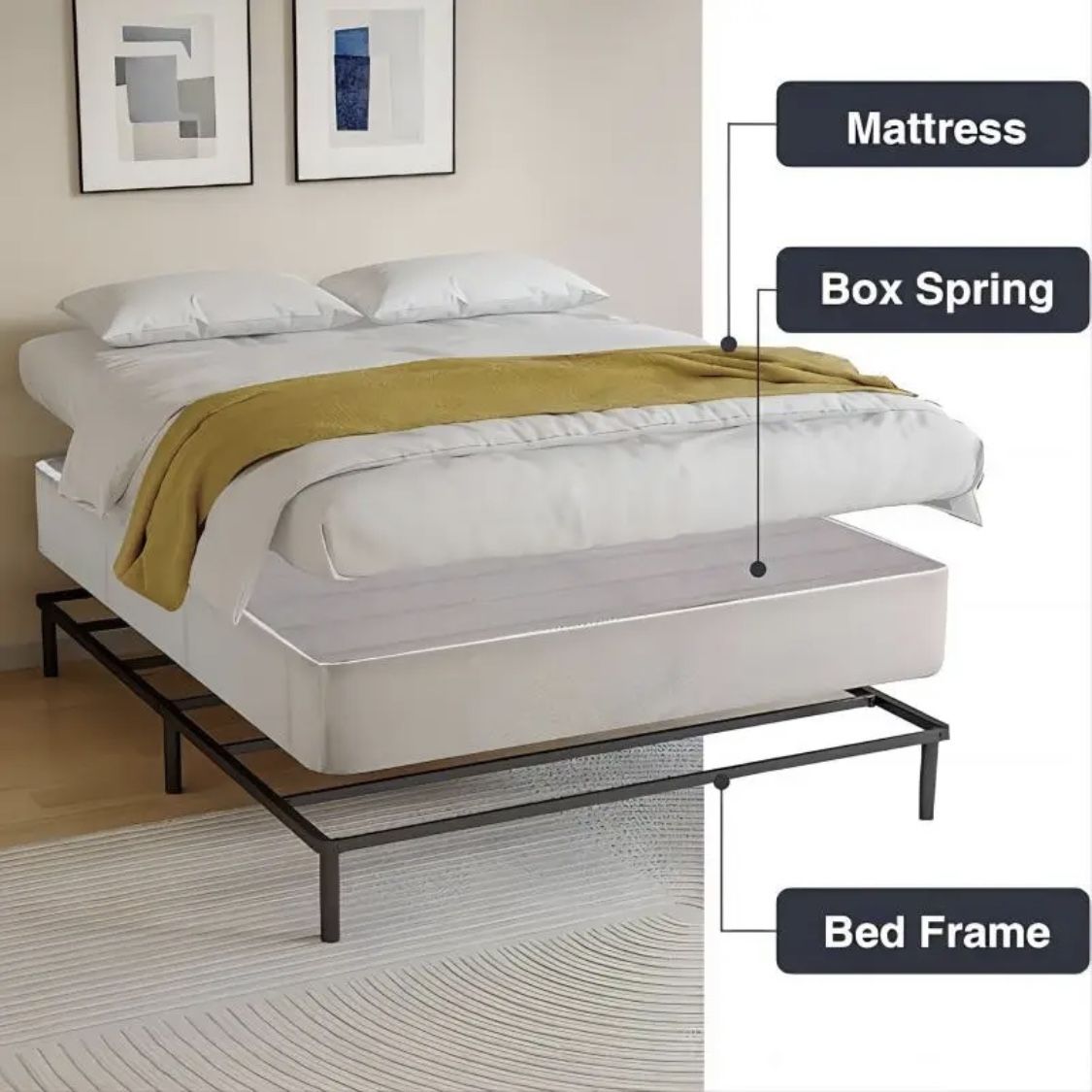 Mattress 10 Inches Thick With Box Springs And Metal Bed Frame KING Size, New From Factory, Available in All Sizes And Same Day Delivery 🚚