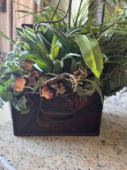 For Sale: Beautiful Artificial Plant Arrangement in Decorative Leather-Look Box