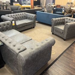 3Pcs Set Grey Sofa, Loveseat, Chair. 🔥Store Closing Liquidation 