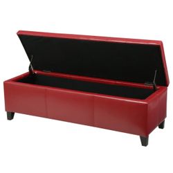 Brand New Storage Bench Ottoman Faux Leather Synthetic Tufted Hinged Legs Bedroom 48” Inches $70