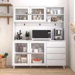 White Wood 74.8 in. Pantry Storage Cabinet