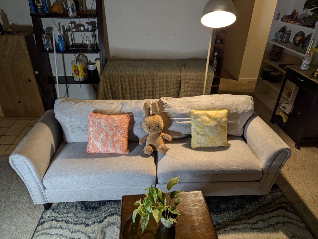 (Free Delivery) 2 Seater Tan Couch