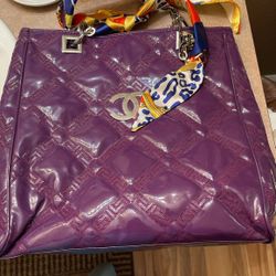 Chane Purple Shoulder Bag Very Good Used Large 