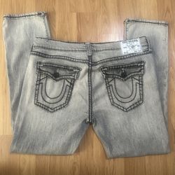 Grey Jean Black Stitch Ricky True Religion Jeans