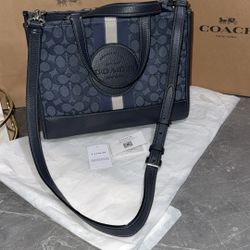 Authentic Coach Dempsey 22 Tote Bag Navy Blue