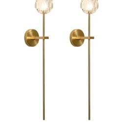 Crystal Wall Sconces (Set of 2) – Elegant Gold Design 