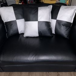 2 Piece Black Faux Leather Couch