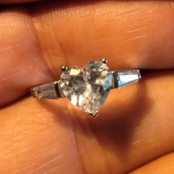 925 Silver CZ Stone Heart Ring 