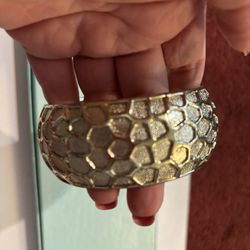Gold-Toned Textured Cuff Bracelet