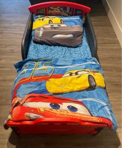 Disney Cars Toddler Bed with Bedding Set and IKEA JATTETROTT Mattress