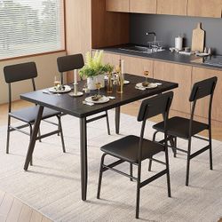 Gizoon Dining Room Table Set for 4, Modern 5 Piece Kitchen Table and Chairs Set, Small Space