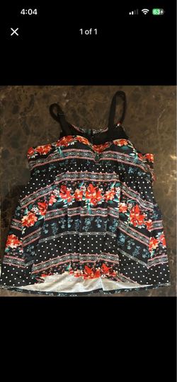 Black Floral Spaghetti Strap Tank Top