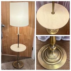 Mid Century Marble Side Table with Lamp. MCM Lamp End Table Combo. Retro Accent Table. Free to ask, I reply 