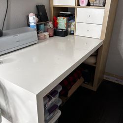 Desk with attached bookshelf