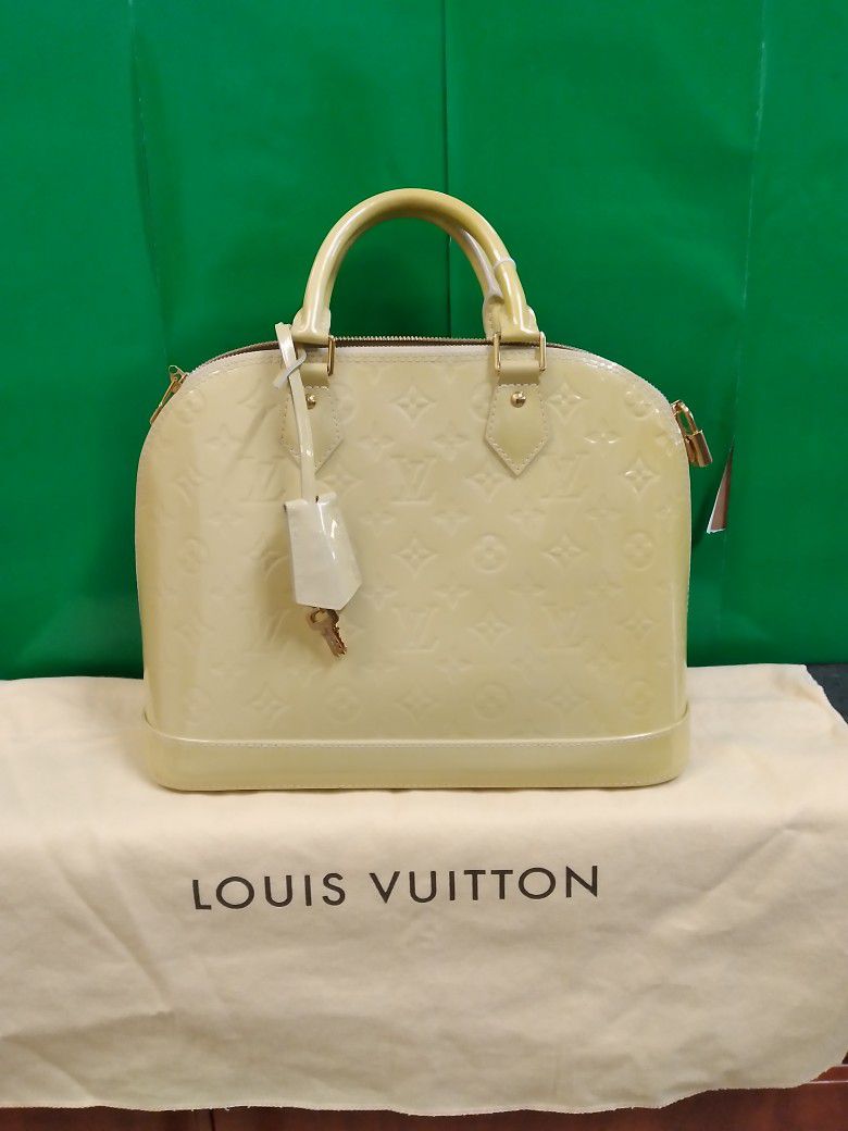 Louis Vuitton Alma BB Yellow Patent Leather Bag 