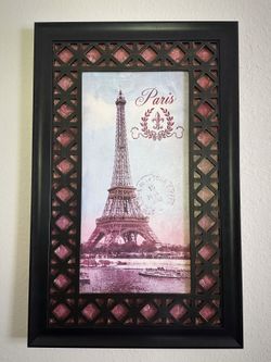 Large Framed Paris Eiffel Tower Wall Art – 34” x 22”