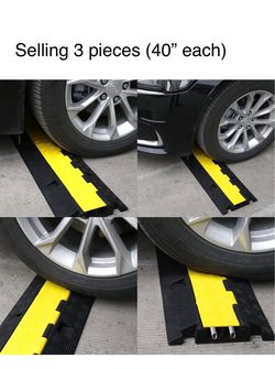 Heavy duty cable floor protector ramps – 3 pack ( connectors) rubber backing. 2 way channel/ rated 12000 lbs - new